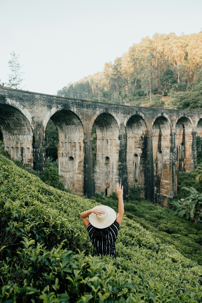 Nine Arch Bridge in Ella Sri Lanka surrounded by tea plantations